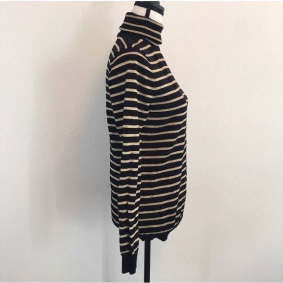 Lauren Ralph Lauren black gold knit striped turtleneck sweater Sz 2X NWT - Picture 2 of 9